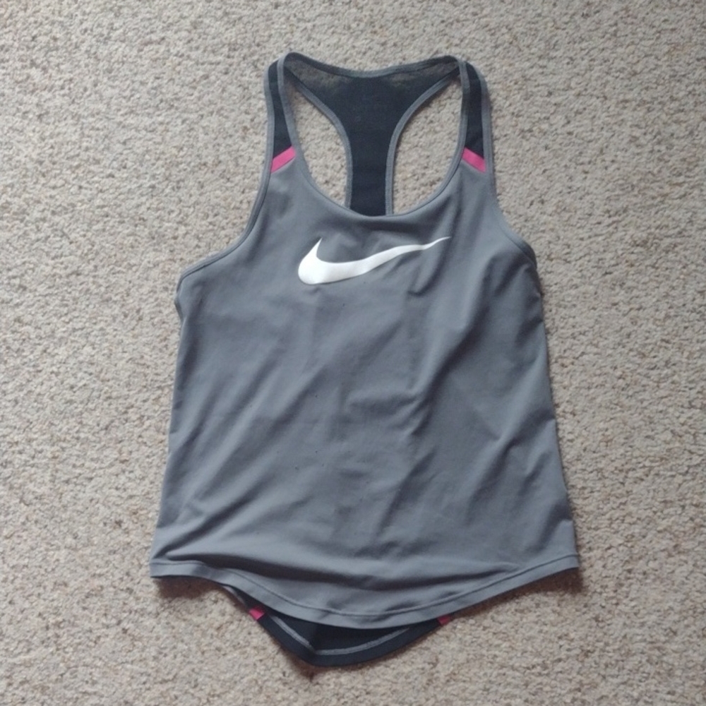 Nike Gray Racerback Tank Top with Pink Accents